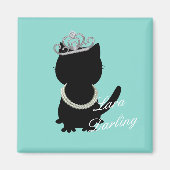 Ik wil mijn Tiara Cat Blauwgroen Party Shower Draa Magneet (Voorkant)
