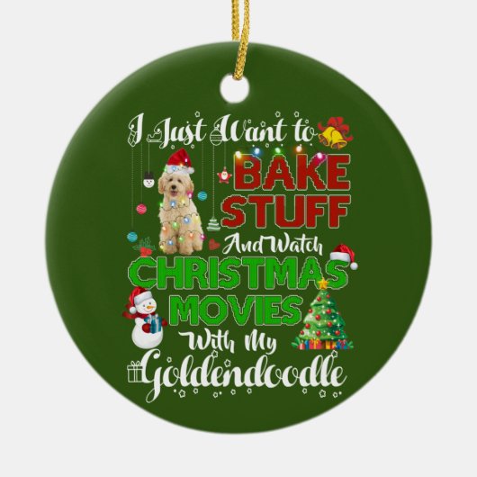 Ik wil naar kerstfilms kijken die goldendoodle is keramisch ornament (Voorkant)