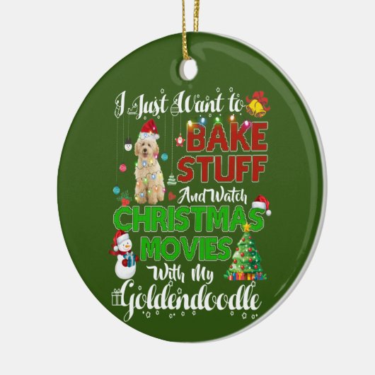 Ik wil naar kerstfilms kijken die goldendoodle is keramisch ornament (Links)
