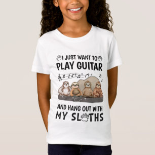 Ik Wil Net Gitaar Spelen Shirt Schattige Luiaards