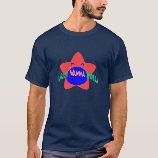 Ik Wil Net Navy Blue Holla T-shirt (Voorkant)