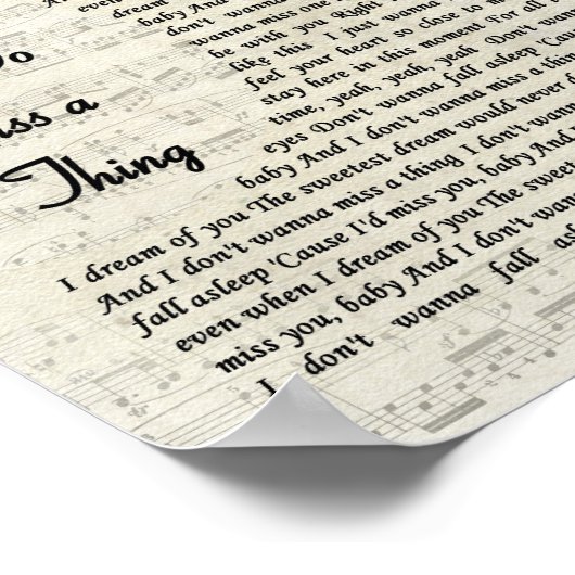 Ik wil niet dat er een song Lyric is. Poster (Hoek)