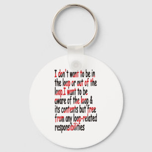 Ik wil niet in of uit de lus zijn grappig zeg sleutelhanger