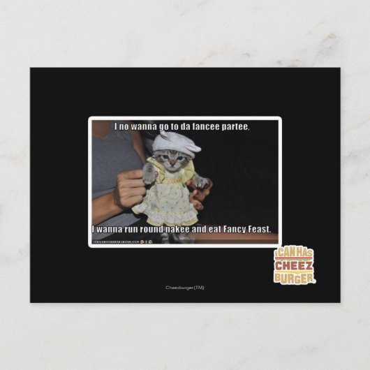 Ik wil niet naar een dansfeest briefkaart (Voorkant)