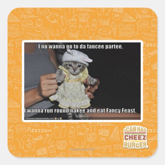 Ik wil niet naar een dansfeest vierkante sticker (Voorkant)