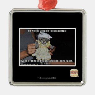 Ik wil niet naar een feest gaan metalen ornament