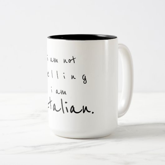 ik wil niet schreeuwen dat ik italiaans ben tweekleurige koffiemok (Voorkant rechts)