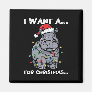 Ik wil nijlpaard voor kerst grappige kerst dieren  magneet