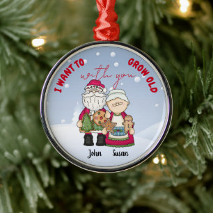 Ik wil oud worden met kerstmis... metalen ornament