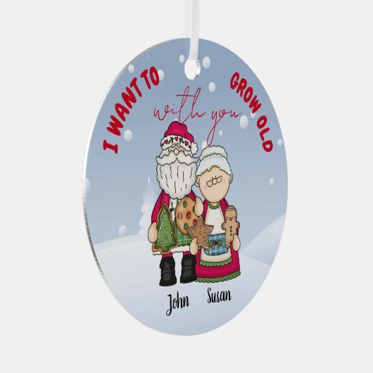 Ik wil oud worden met kerstmis... metalen ornament (Voorkant Rechts)