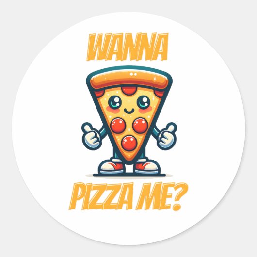 Ik wil pizza | Grappig eten Pun Ronde Sticker (Voorkant)