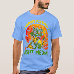 Ik wil Pizzas nu Meow Halloween Cat Scary Z T-shirt