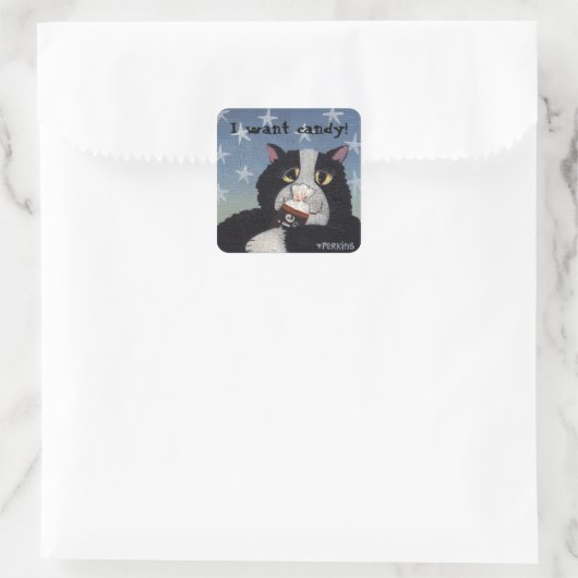 Ik wil snoep! sticker (Tas)