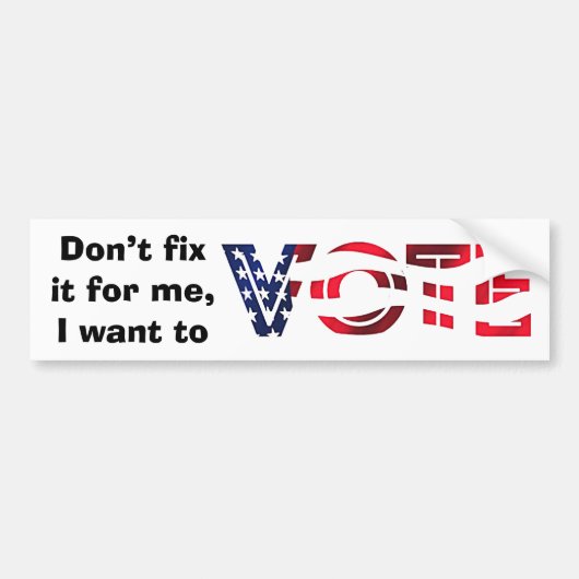 Ik wil stemmen bumpersticker (Voorkant)