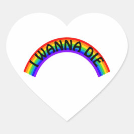 Ik wil sterven - Regenboog Hart Sticker