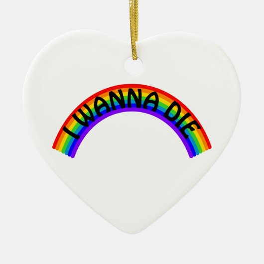 Ik Wil Sterven - Regenboog Keramisch Ornament (Voorkant)