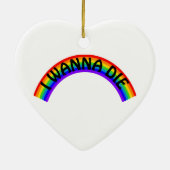Ik Wil Sterven - Regenboog Keramisch Ornament (Achterkant)