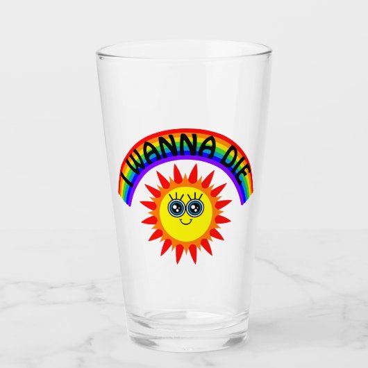 Ik wil sterven - regenboog lachende zon glas (Voorkant)