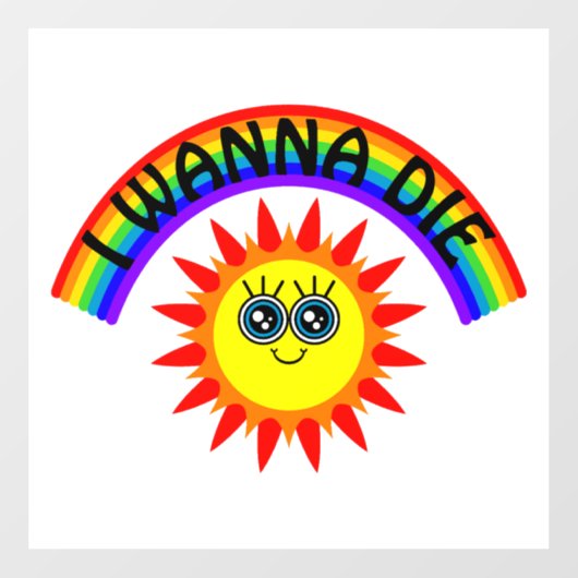 Ik wil sterven - regenboog lachende zon raamsticker (Vel)