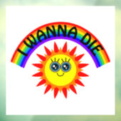 Ik wil sterven - regenboog lachende zon raamsticker (Vel 3)