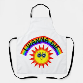 Ik wil sterven - regenboog lachende zon schort