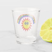 Ik wil sterven - regenboog lachende zon shot glas (Achterkant)