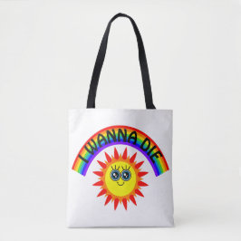 Ik wil sterven - regenboog lachende zon tote bag