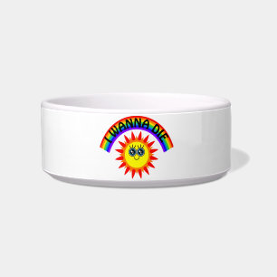 Ik wil sterven - regenboog lachende zon voerbakje