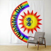 Ik wil sterven - regenboog lachende zon wandkleed (In situ)