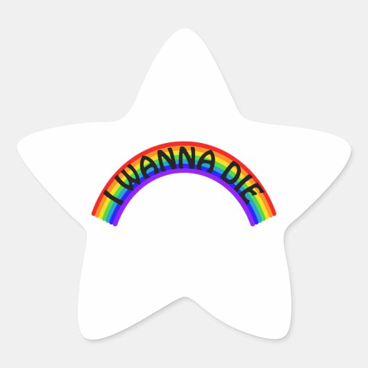 Ik Wil Sterven - Regenboog Ster Sticker (Voorkant)