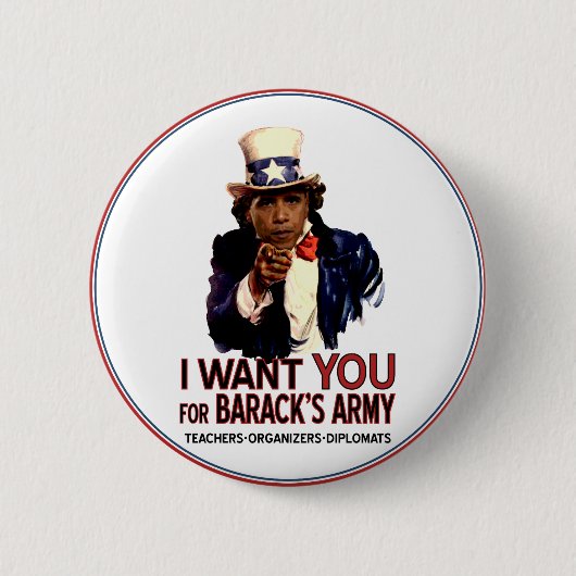 Ik wil u - Obama politieke Button (Voorkant)