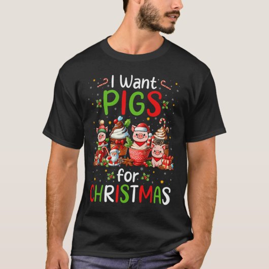 Ik wil varkens voor kerst koffiekopjes liefhebber  t-shirt (Voorkant)