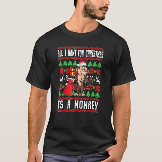 Ik wil voor Kerstmis een apenjongen meisje, lomp. T-shirt (Voorkant)