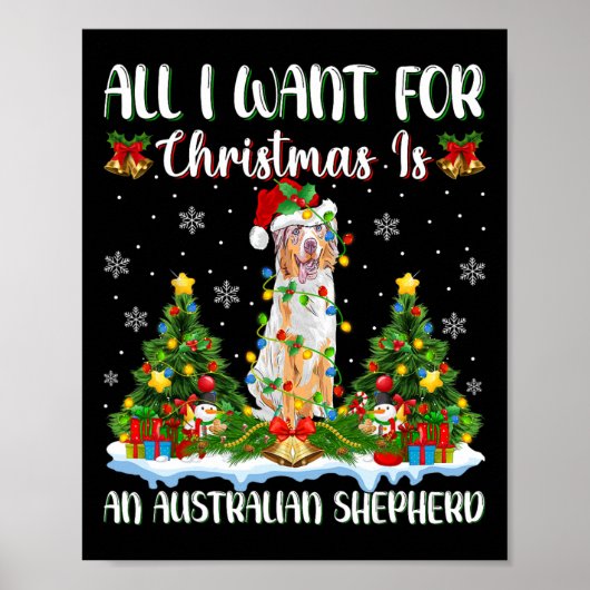 Ik wil voor Kerstmis een Australische herdershond Poster (Voorkant)