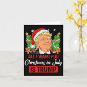 Ik wil voor Kerstmis in juli is Trump Grappige Ker Kaart (Gele Bloem)