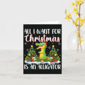 Ik wil voor Kerstmis is een alligator kerstboom li Kaart (Gele Bloem)