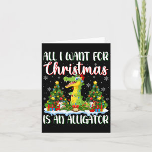 Ik wil voor Kerstmis is een alligator kerstboom li Kaart