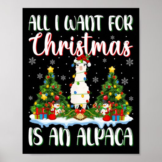 Ik wil voor Kerstmis is een alpaca kerstboomverlic Poster (Voorkant)