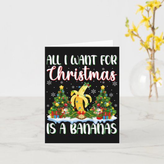 Ik wil voor Kerstmis is een banaan kerstboomlichte Kaart (Gele Bloem)