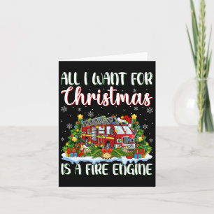 Ik wil voor Kerstmis is een brandweerauto Xmas Tre Kaart