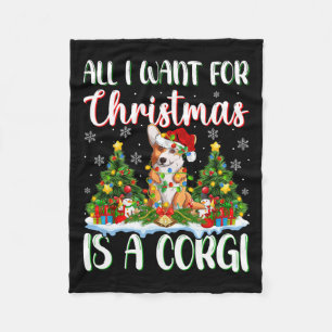 Ik wil voor Kerstmis is een Corgi hond kerstboom l Fleece Deken
