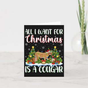 Ik wil voor Kerstmis is een Cougar kerstboom licht Kaart