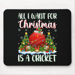 Ik wil voor Kerstmis is een cricket kerstboomlicht Muismat