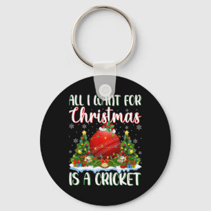 Ik wil voor Kerstmis is een cricket kerstboomlicht Sleutelhanger