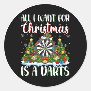 Ik wil voor Kerstmis is een darts kerstboom lichte Ronde Sticker
