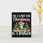 Ik wil voor Kerstmis is een dassenkerstboomverlich Kaart (Gele Bloem)