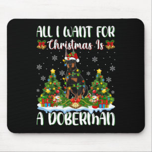 Ik wil voor Kerstmis is een Doberman hond Xmas Tre Muismat