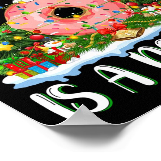 Ik wil voor Kerstmis is een Donuts kerstboom licht Poster (Hoek)