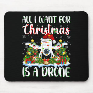 Ik wil voor Kerstmis is een drone kerstboomlichten Muismat
