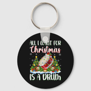 Ik wil voor Kerstmis is een drum kerstboom lichten Sleutelhanger